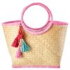 Rice - Raffia Bag with Pom Poms - Sac -Sacs à dos Soldes rice raffia bag with pom poms sac