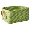 Rice - Raffia Rectangular Basket with Leather Handles - Boîte de rangement -Sacs à dos Soldes rice raffia rectangular basket with leather handles boite de rangement