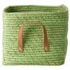 Rice - Raffia Square Basket with Leather Handles - Boîte de rangement -Sacs à dos Soldes rice raffia square basket with leather handles boite de rangement