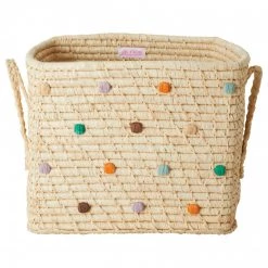 Rice - Raffia Square Basket with Raffia Handles - Boîte de rangement -Sacs à dos Soldes rice raffia square basket with raffia handles boite de rangement 2